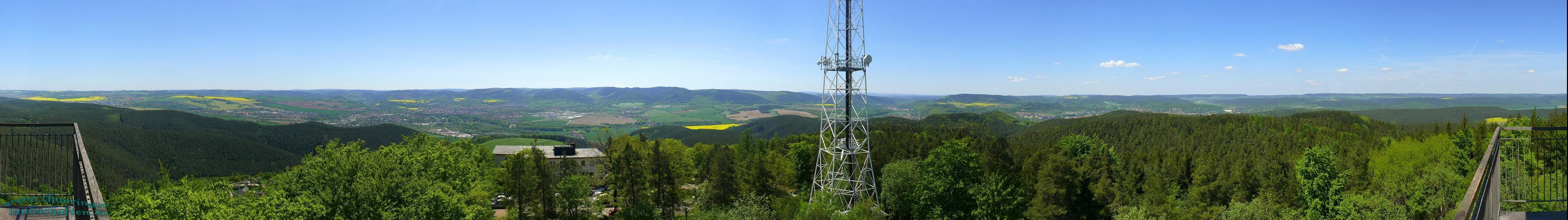 Blick vom Kulm Saalfeld nach Westen - Saalfeld, Bad Blankenburg, Schwarzatal, Saalebogen, Rudolstadt