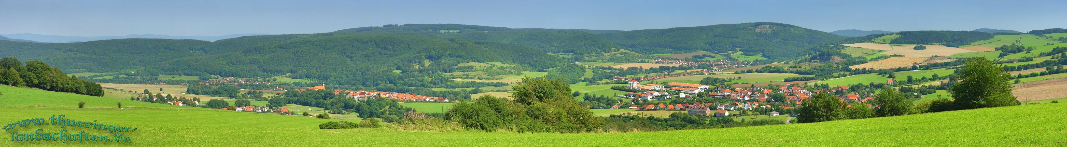 Weitsicht vom Katzenstein bei Andenhausen (Brunnhartshausen, Neidhartshausen, Zella, Diedorf, Fischbach, Empfertshausen)