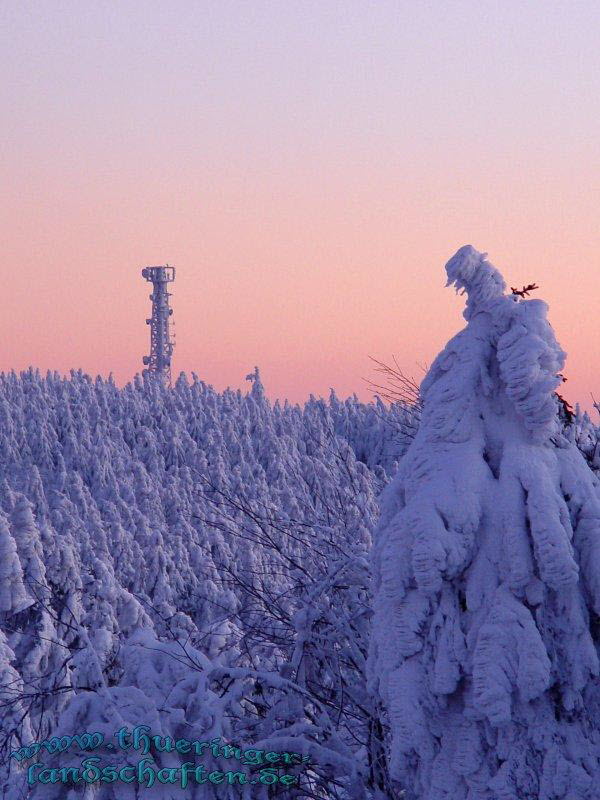 Blick vom Schneekopf auf den Fichtenkopf bei Sonnenuntergang